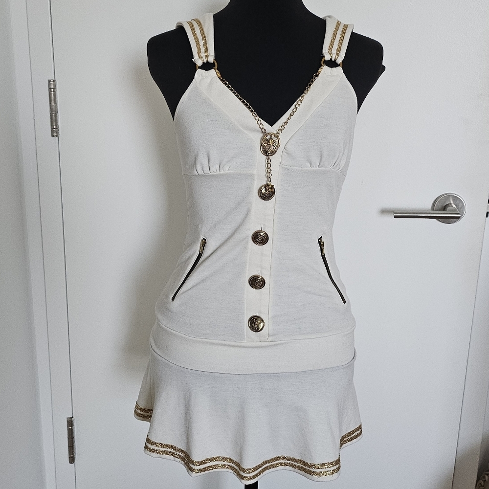 Rare Gyaru D.i.a White Sailor Uniform Dress With Chain